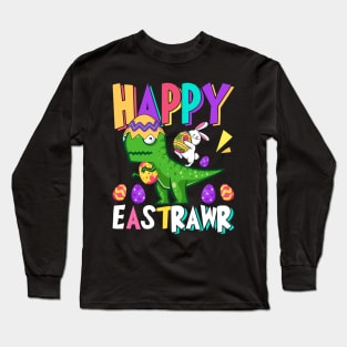 Happy Eastrawr Funny Easter T-Rex T Shirt Design Long Sleeve T-Shirt